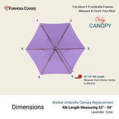 9ft Market Patio Umbrella 6 Rib Replacement Canopy Lavender