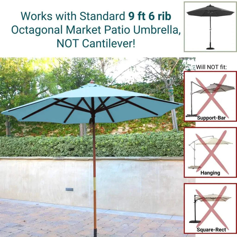 Half Umbrella Replacement Canopy - 9' & 10' Wall Umbrella Top Cover With 5 Ribs, Anti-UV Polyester Fabric