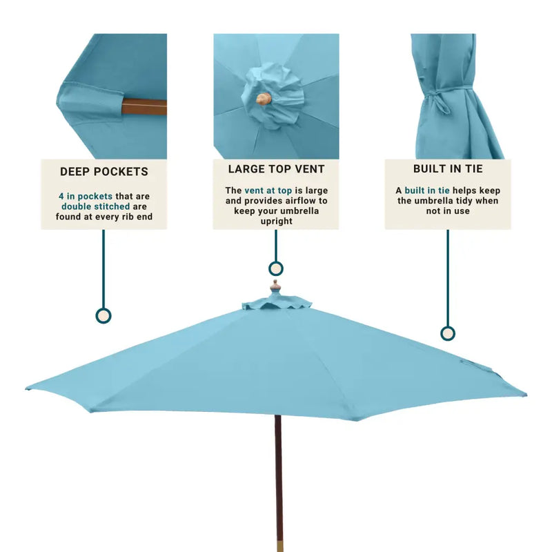 9ft Market Patio Umbrella 6 Rib Replacement Canopy Light