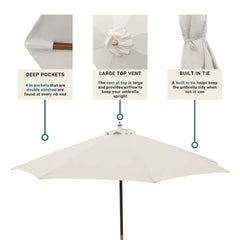 9ft Market Patio Umbrella 6 Rib Replacement Canopy Off-White