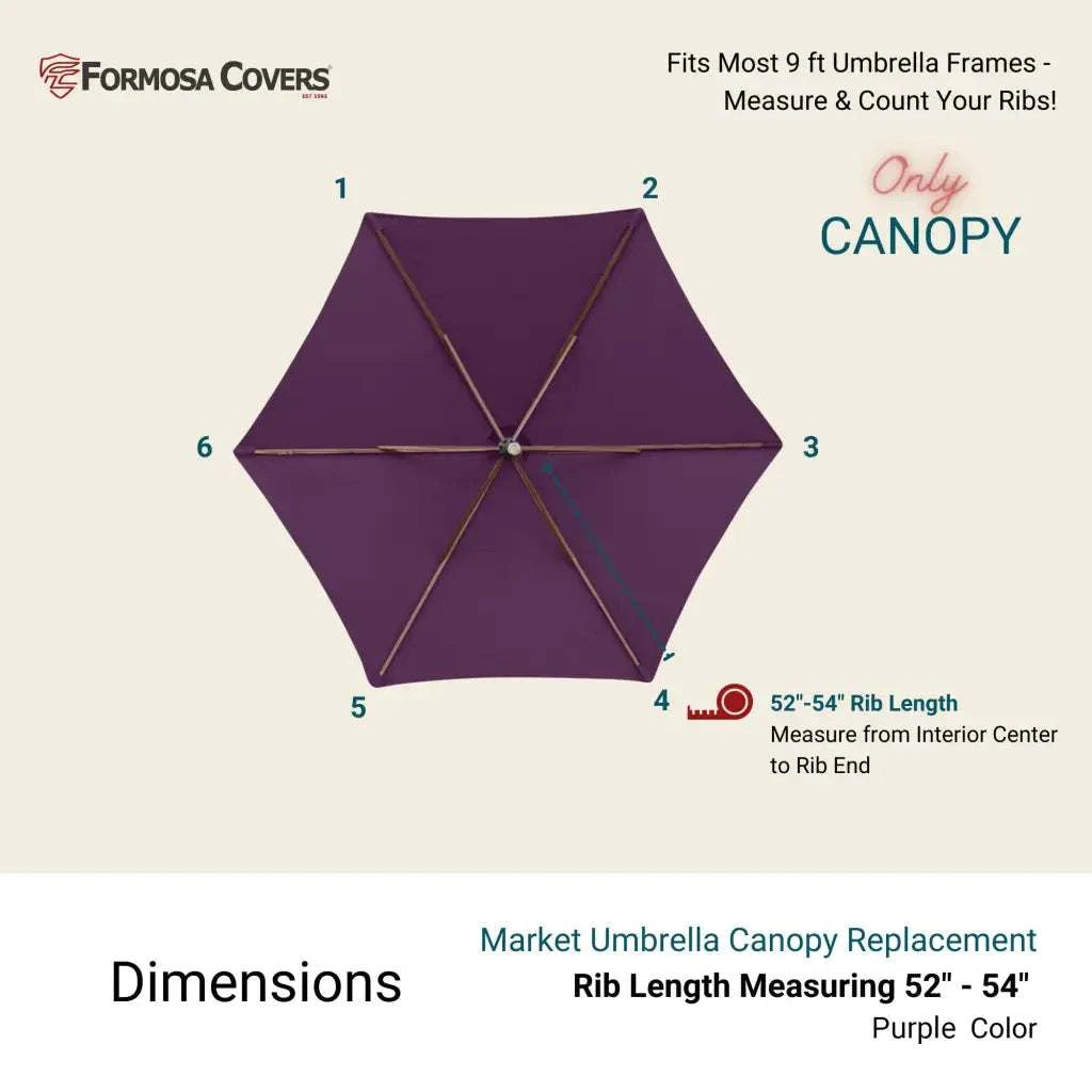 9ft Market Patio Umbrella 6 Rib Replacement Canopy Purple -