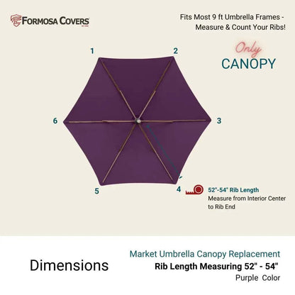 9ft Market Patio Umbrella 6 Rib Replacement Canopy Purple -