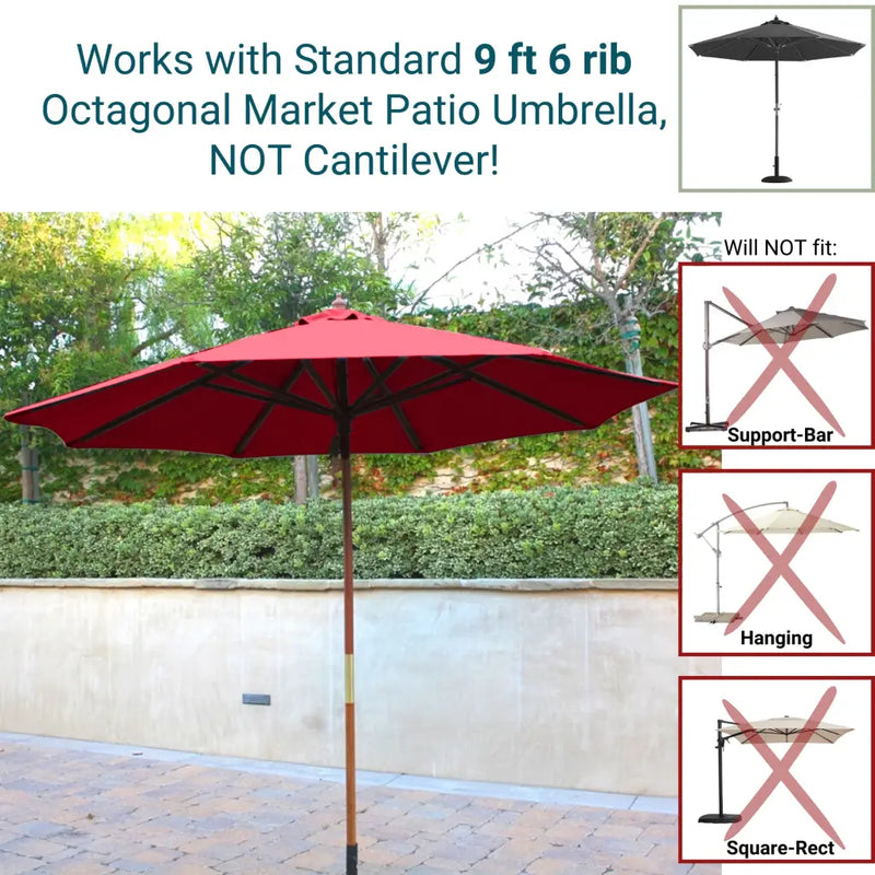 9ft Market Patio Umbrella 6 Rib Replacement Canopy Red - 9