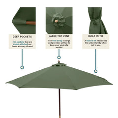 9ft Market Patio Umbrella 6 Rib Replacement Canopy Sage