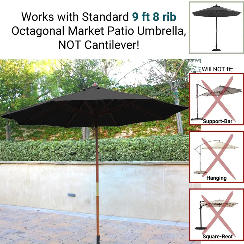 9ft Market Patio Umbrella 8 Rib Replacement Canopy Black