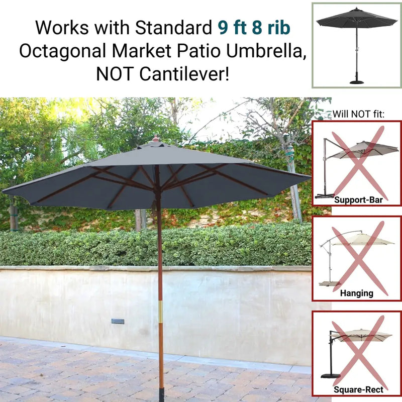 9ft Market Patio Umbrella 8 Rib Replacement Canopy Charcoal