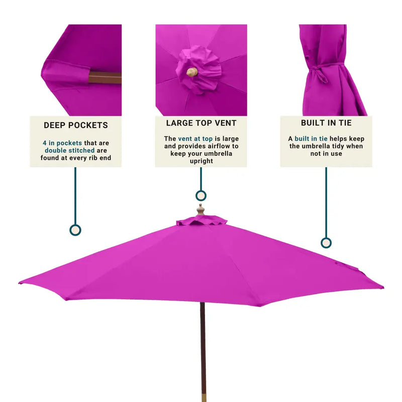 9ft Market Patio Umbrella 8 Rib Replacement Canopy Fuchsia -