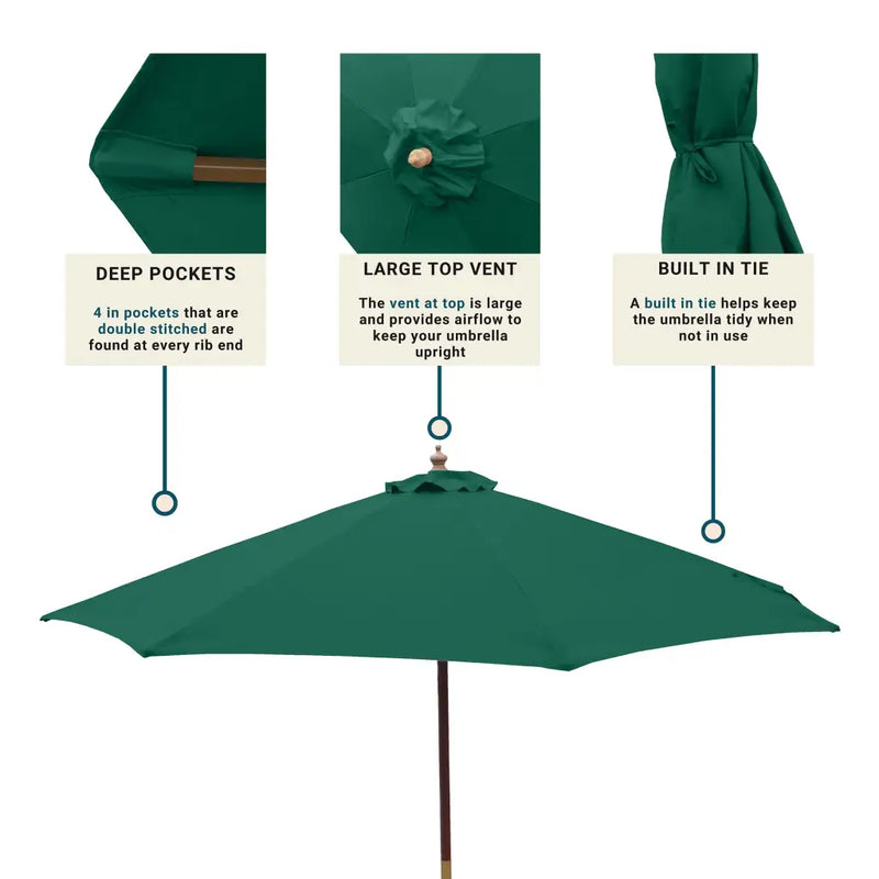9ft Market Patio Umbrella 8 Rib Replacement Canopy Hunter