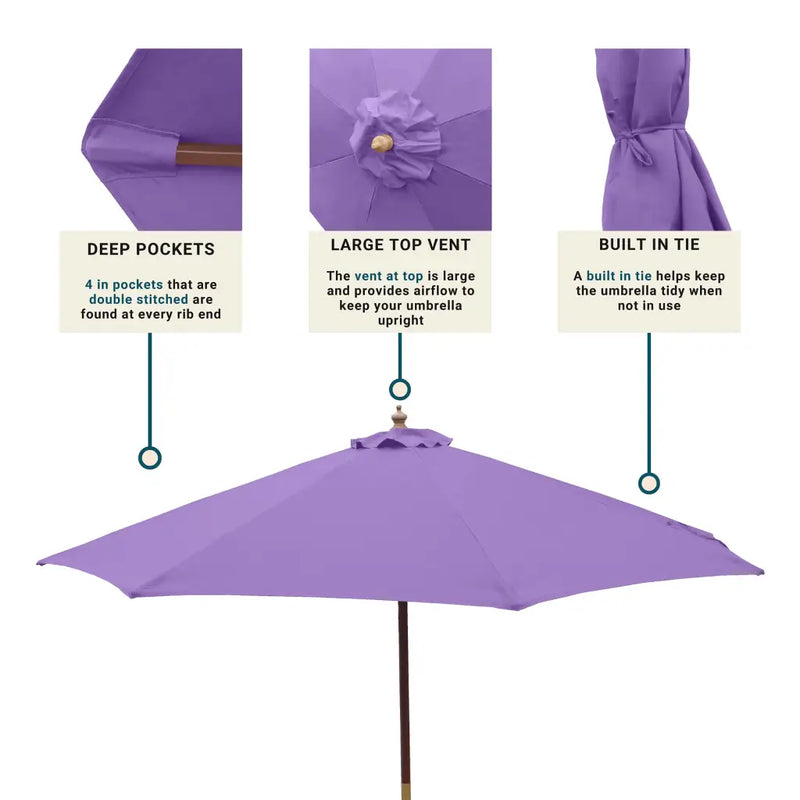 9ft Market Patio Umbrella 8 Rib Replacement Canopy Lavender