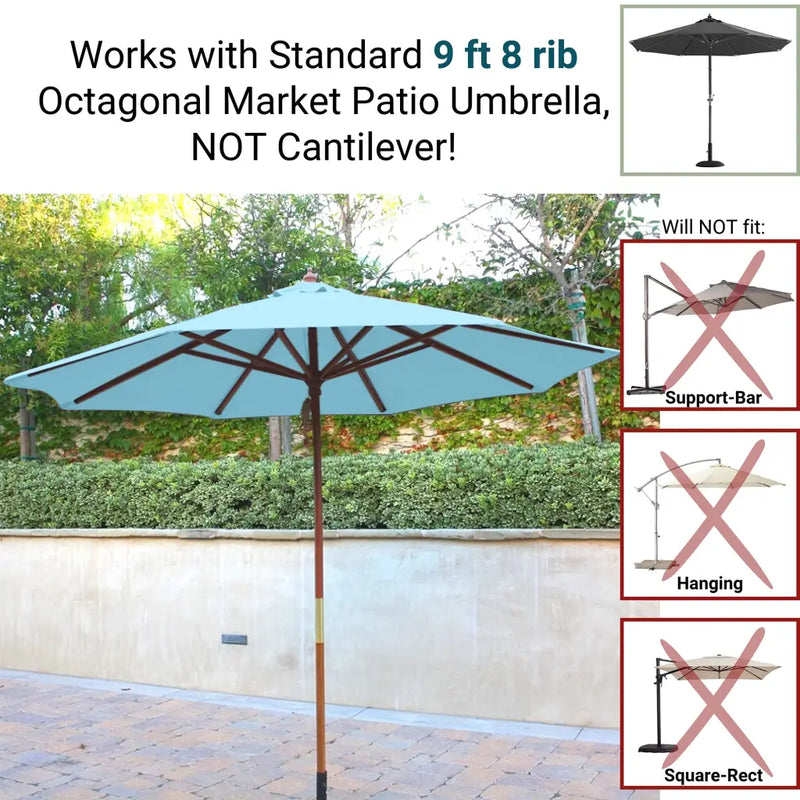 9ft Market Patio Umbrella 8 Rib Replacement Canopy Light