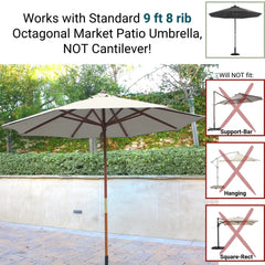 9ft Market Patio Umbrella 8 Rib Replacement Canopy Off-White