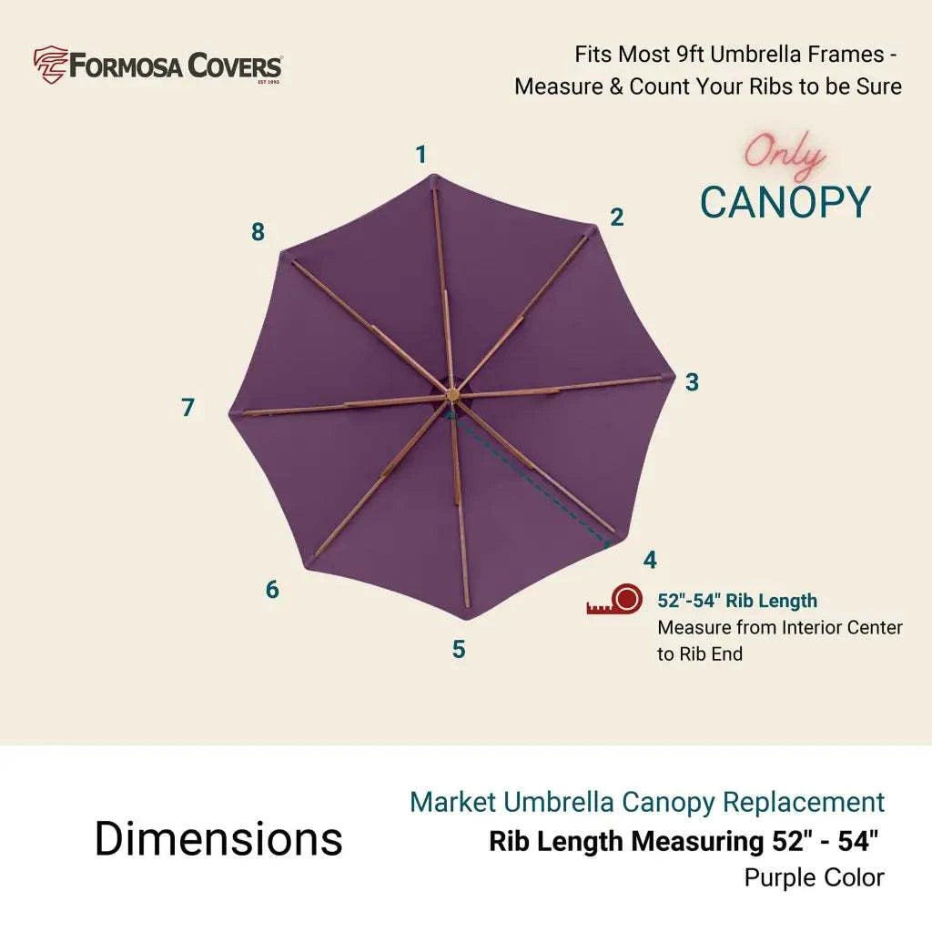 9ft Market Patio Umbrella 8 Rib Replacement Canopy Purple -