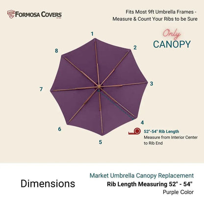 9ft Market Patio Umbrella 8 Rib Replacement Canopy Purple -
