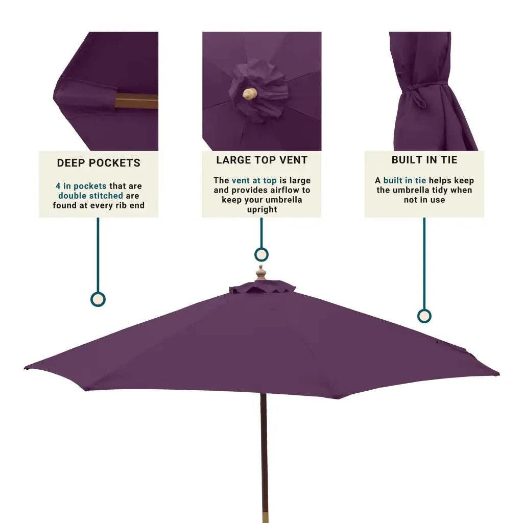 9ft Market Patio Umbrella 8 Rib Replacement Canopy Purple -