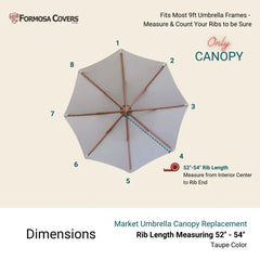 9ft Market Patio Umbrella 8 Rib Replacement Canopy Taupe - 9