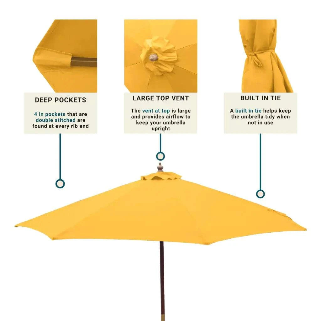 Patio Umbrella Replacement Canopy 9 ft 8 Rib Yellow