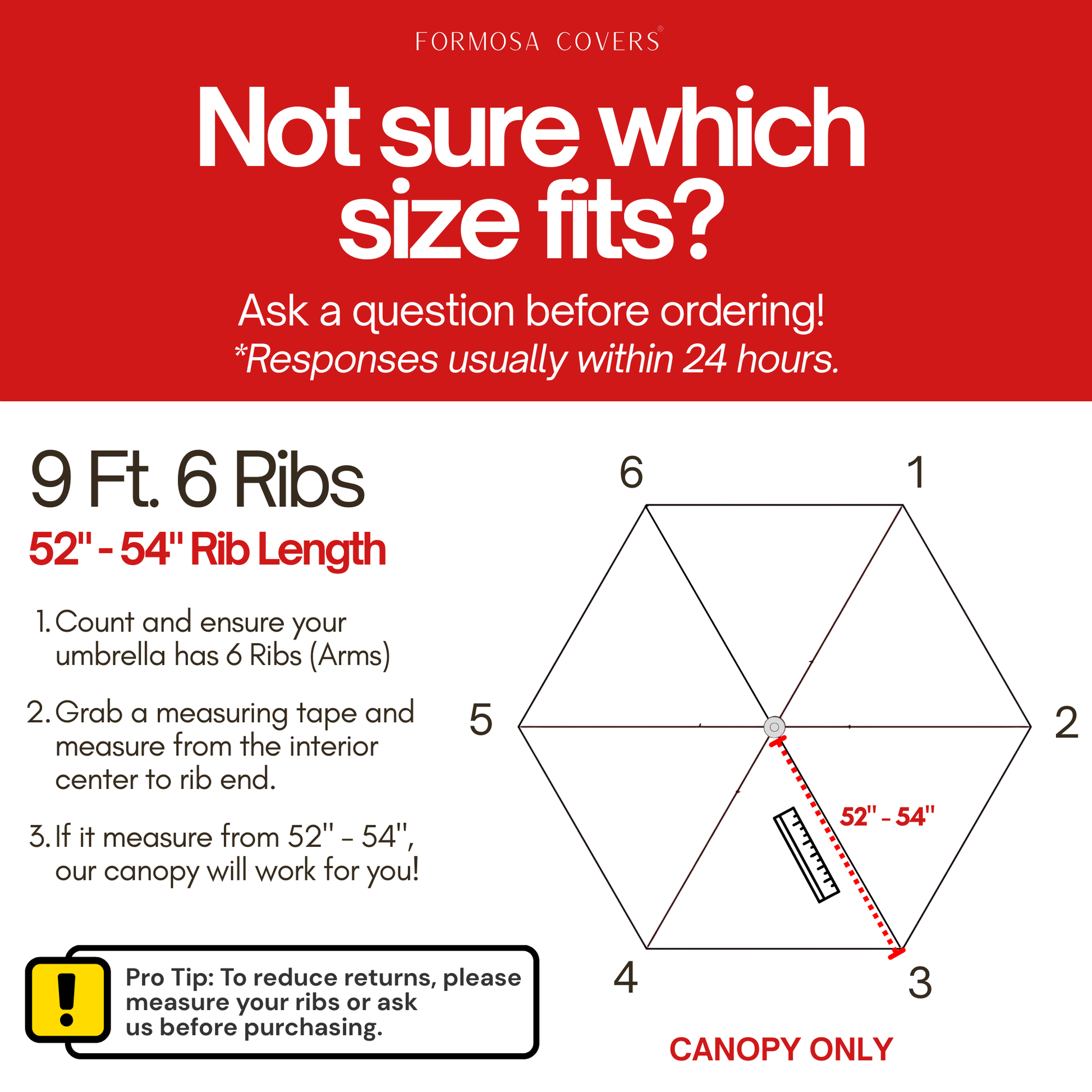 9ft Market Patio Umbrella 6 Rib Replacement Canopy Orange