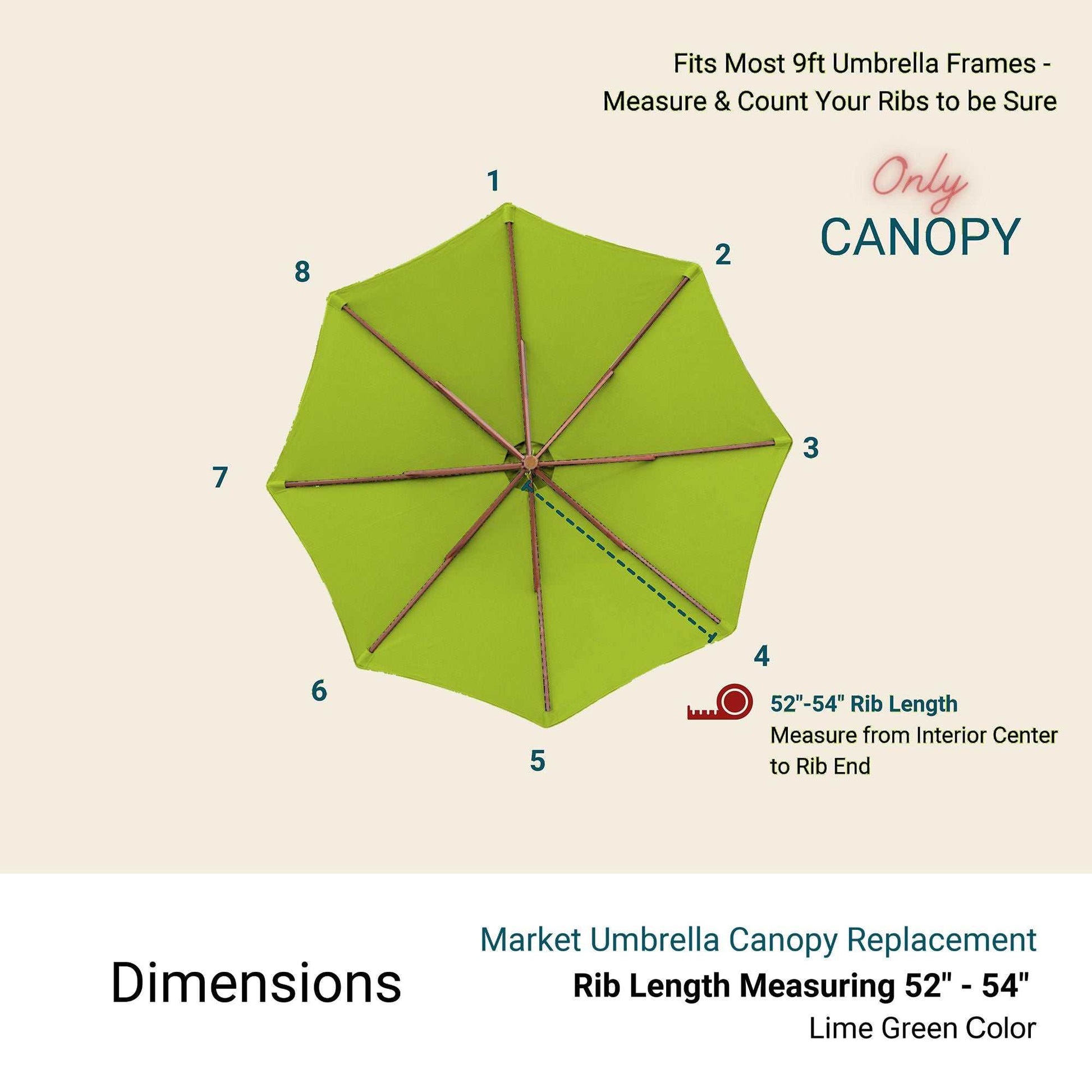 9ft Market Patio Umbrella 8 Rib Replacement Canopy Avocado Lime Green