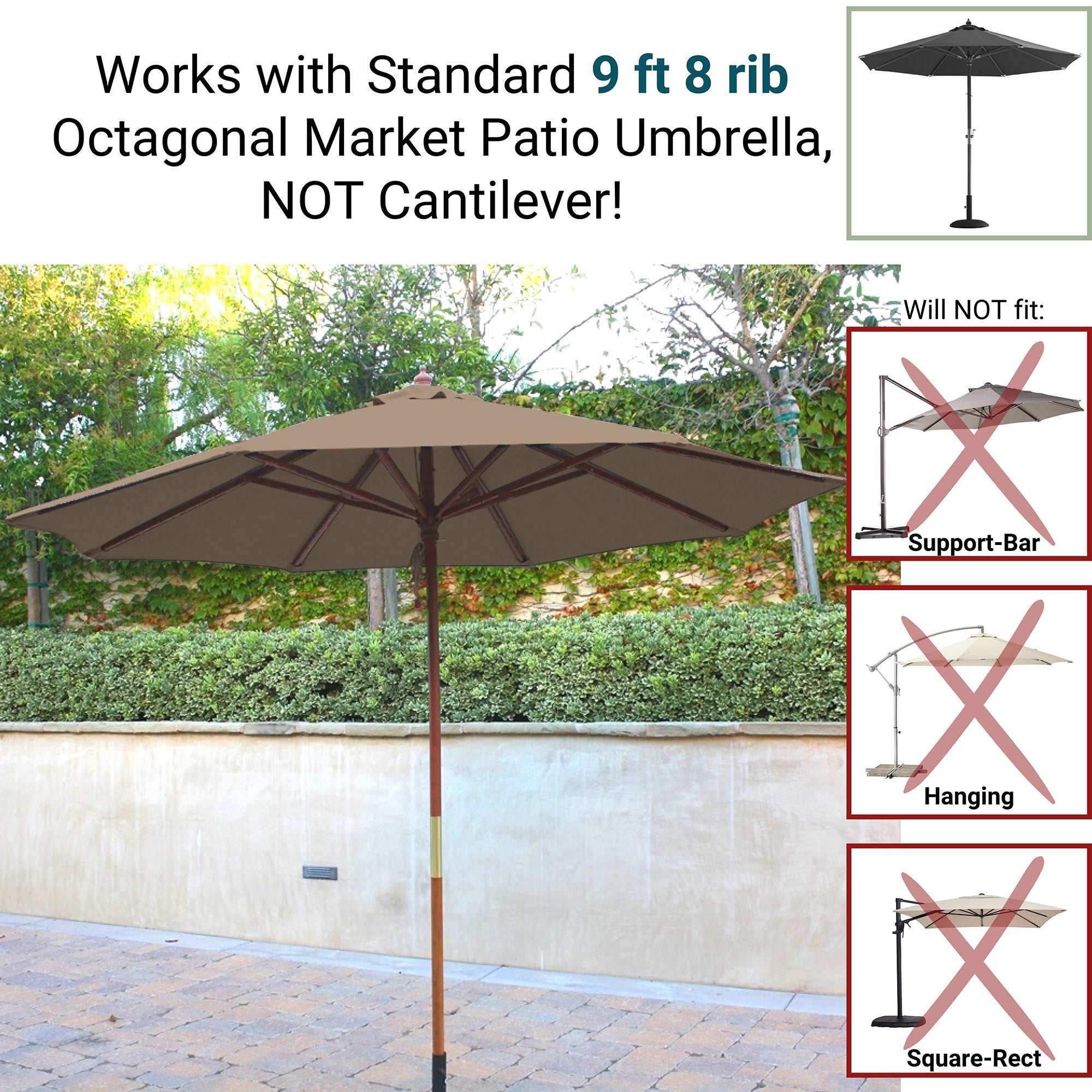 9ft Market Patio Umbrella 8 Rib Replacement Canopy Carmel Latte
