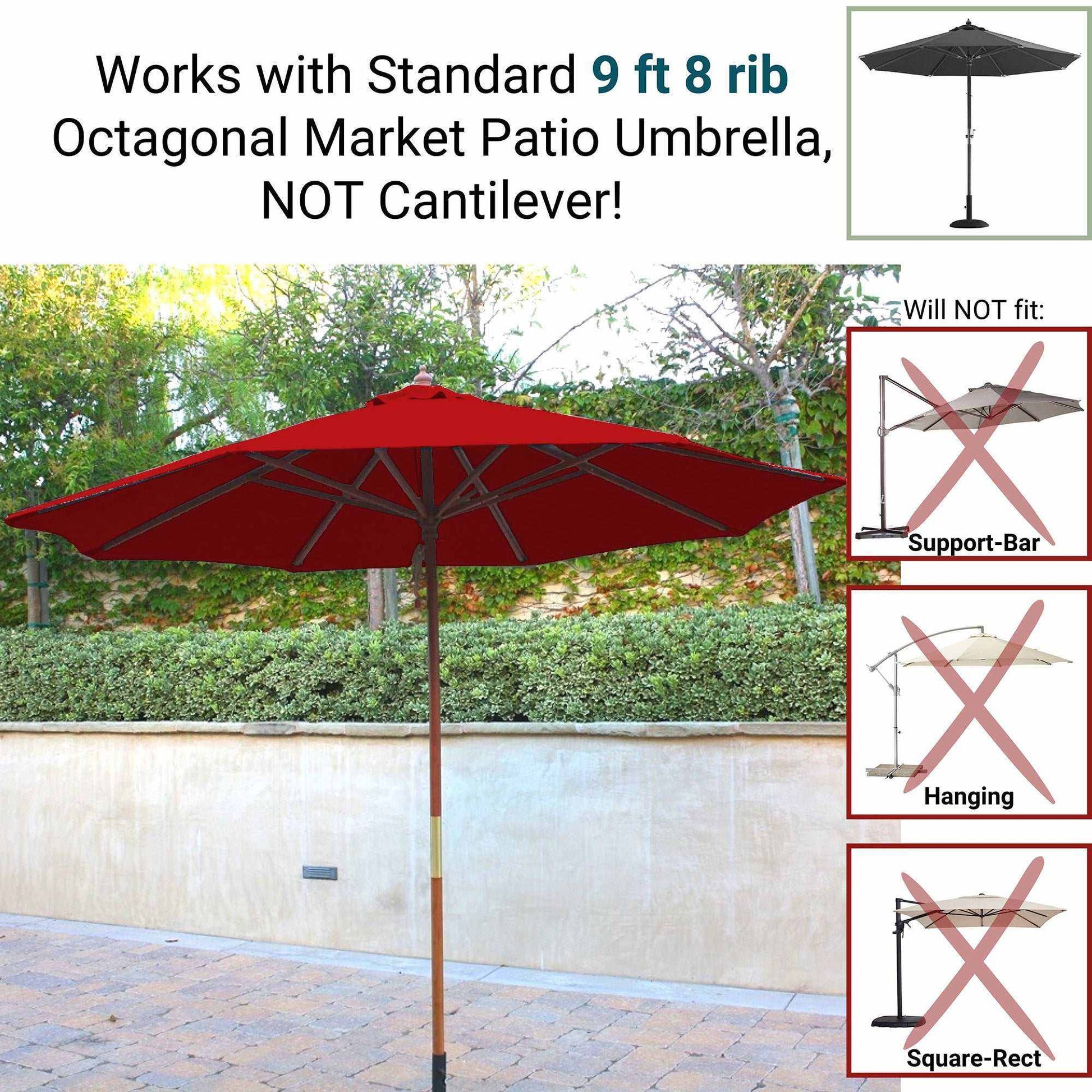 Formosa Covers Umbrella Replacement Canopy 9 Ft 8 Rib Cherry Red