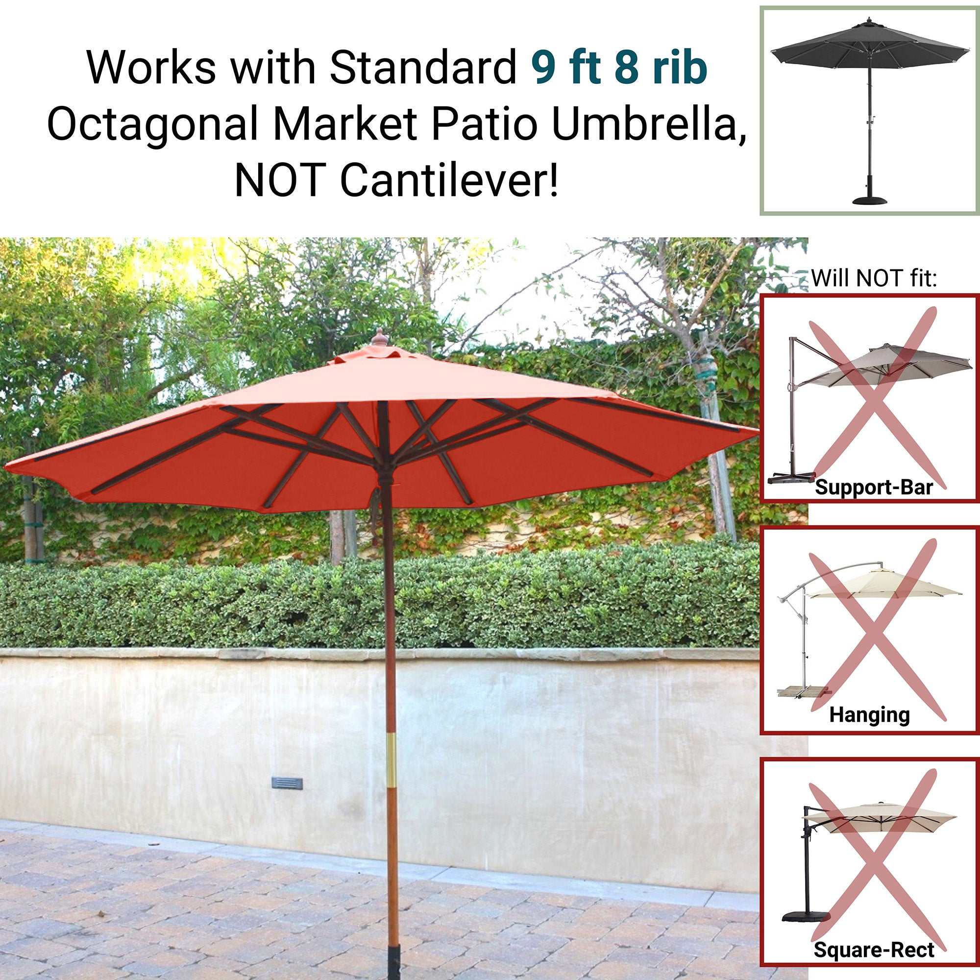 9ft Market Patio Umbrella 6 Rib Replacement Canopy Peach Coral