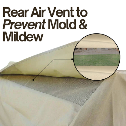 BBQ Grill Cover Taupe with rear air vents to prevent mold & mildew