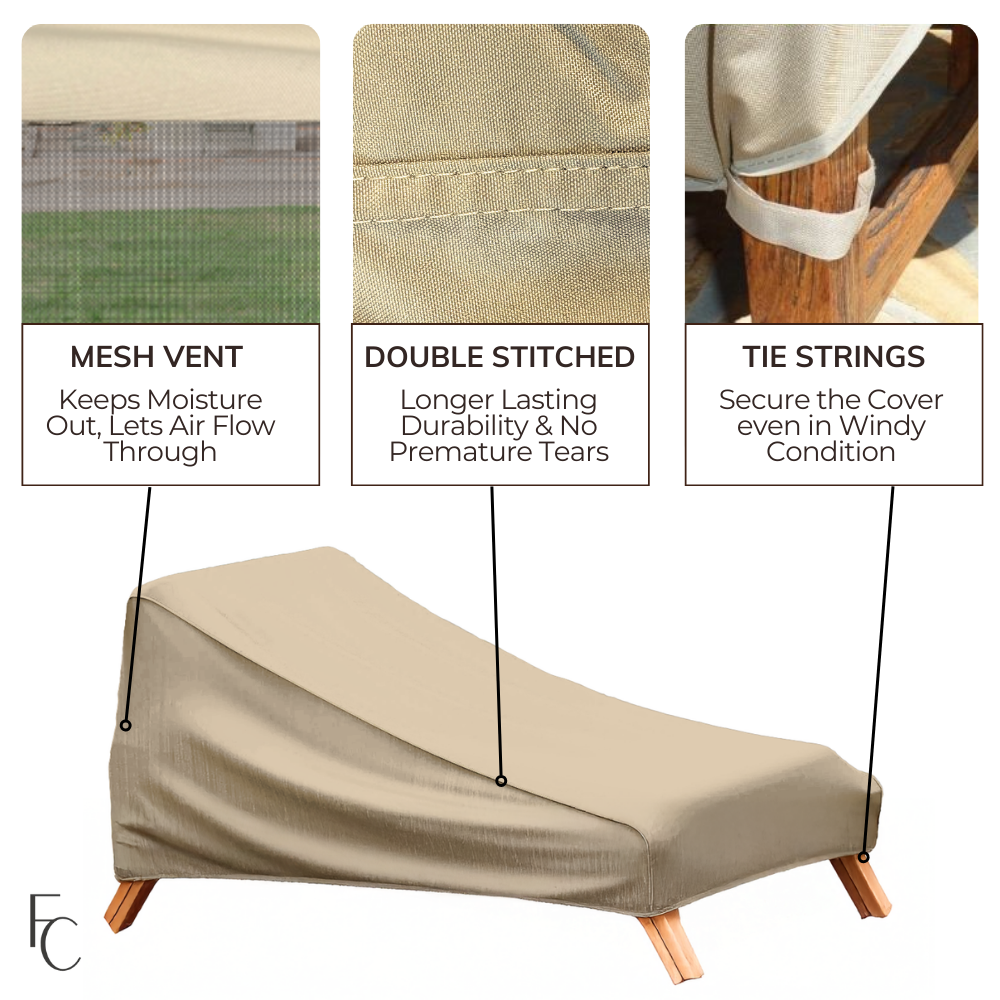 Patio Chaise Lounge Cover 84"L x 30"W x 29"H Classic Taupe - Formosa Covers
