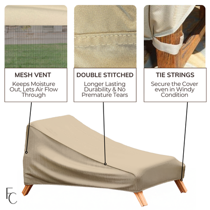 Patio Chaise Lounge Cover 84"L x 30"W x 29"H Classic Taupe - Formosa Covers