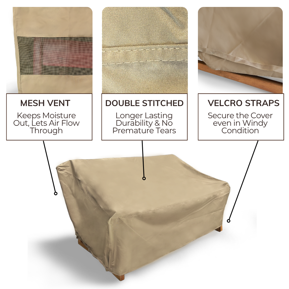 Patio Outdoor Large Loveseat Bench Cover Up to 65"L x 45"D Classic Taupe - Formosa Covers