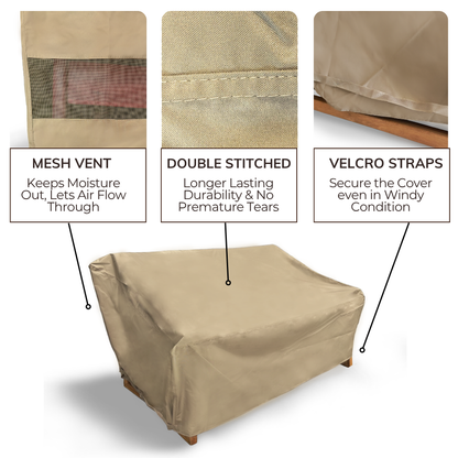Patio Outdoor Large Loveseat Bench Cover Up to 65"L x 45"D Classic Taupe - Formosa Covers
