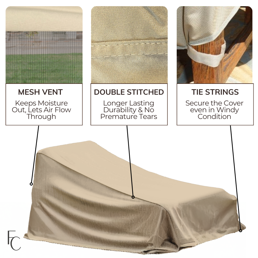 Patio Stacked Chaise Lounge Cover Fits 4-8 Chairs 84"L x 30"W Classic Taupe - Formosa Covers