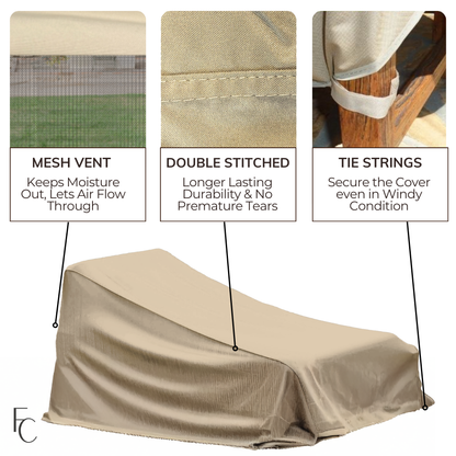 Patio Stacked Chaise Lounge Cover Fits 4-8 Chairs 84"L x 30"W Classic Taupe - Formosa Covers