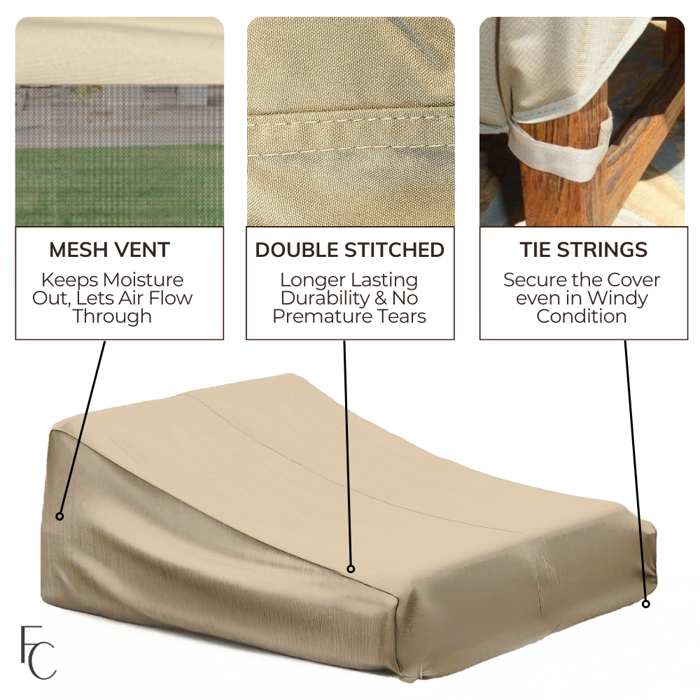 Patio Double Chaise Lounge Cover 84"L x 60"W x 24"H Classic Taupe - Formosa Covers