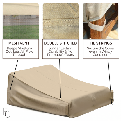 Patio Double Chaise Lounge Cover 84"L x 60"W x 24"H Classic Taupe - Formosa Covers