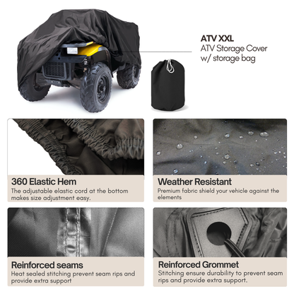 Black XL ATV Cover - 89"L x 47"W x 40"H - Formosa Covers