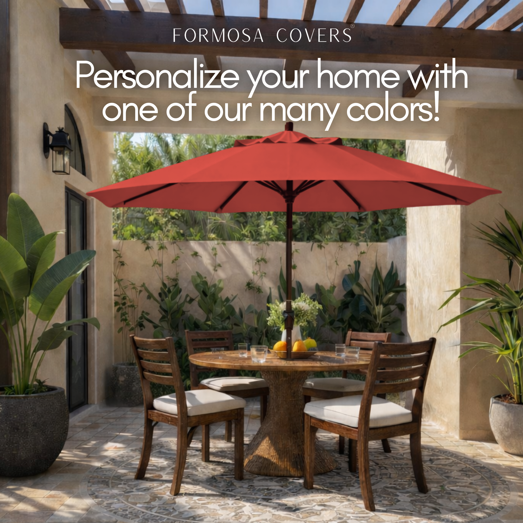 9ft Market Patio Umbrella 8 Rib Replacement Canopy Brick - Formosa Covers