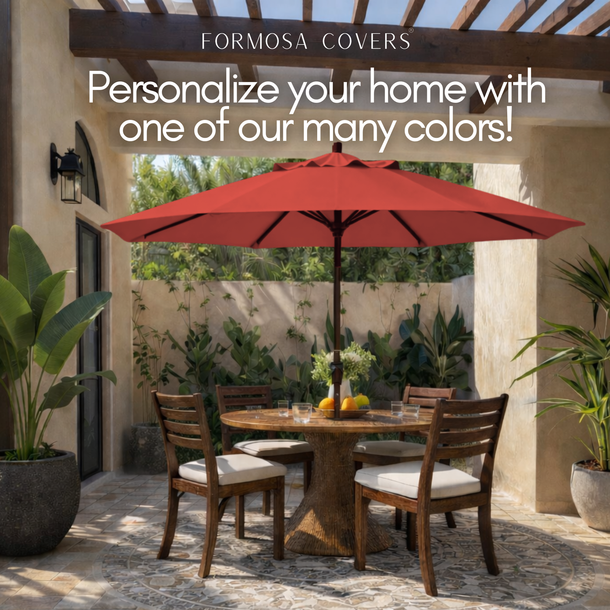 9ft Market Patio Umbrella 8 Rib Replacement Canopy Brick - Formosa Covers