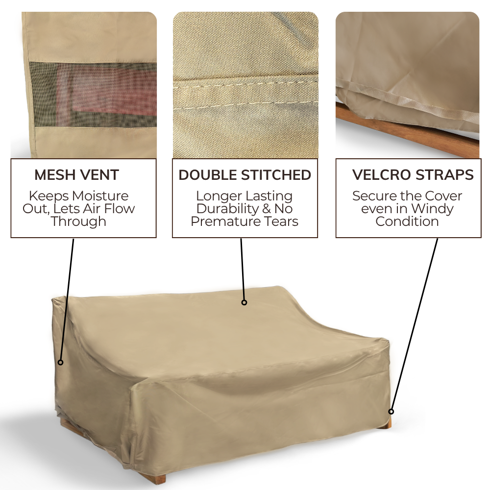 Patio Outdoor Large Sofa Cover Up to 93"L Taupe - Formosa Covers
