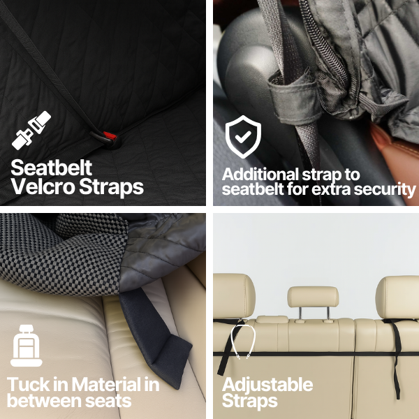 Car Seat Bench Cover For Dogs and Pets Black Micro Velvet
