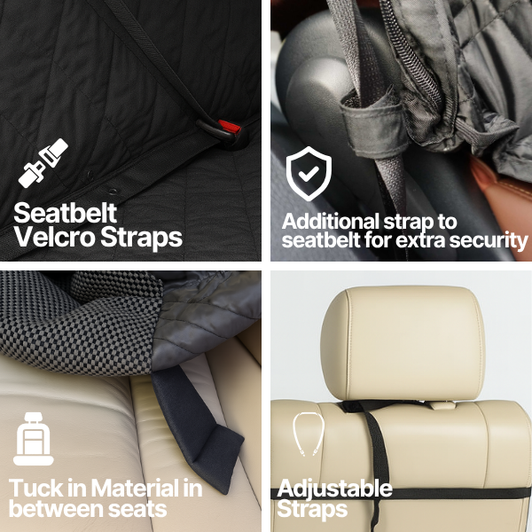 Pet Single Car Seat Cover with Floor Coverage Black