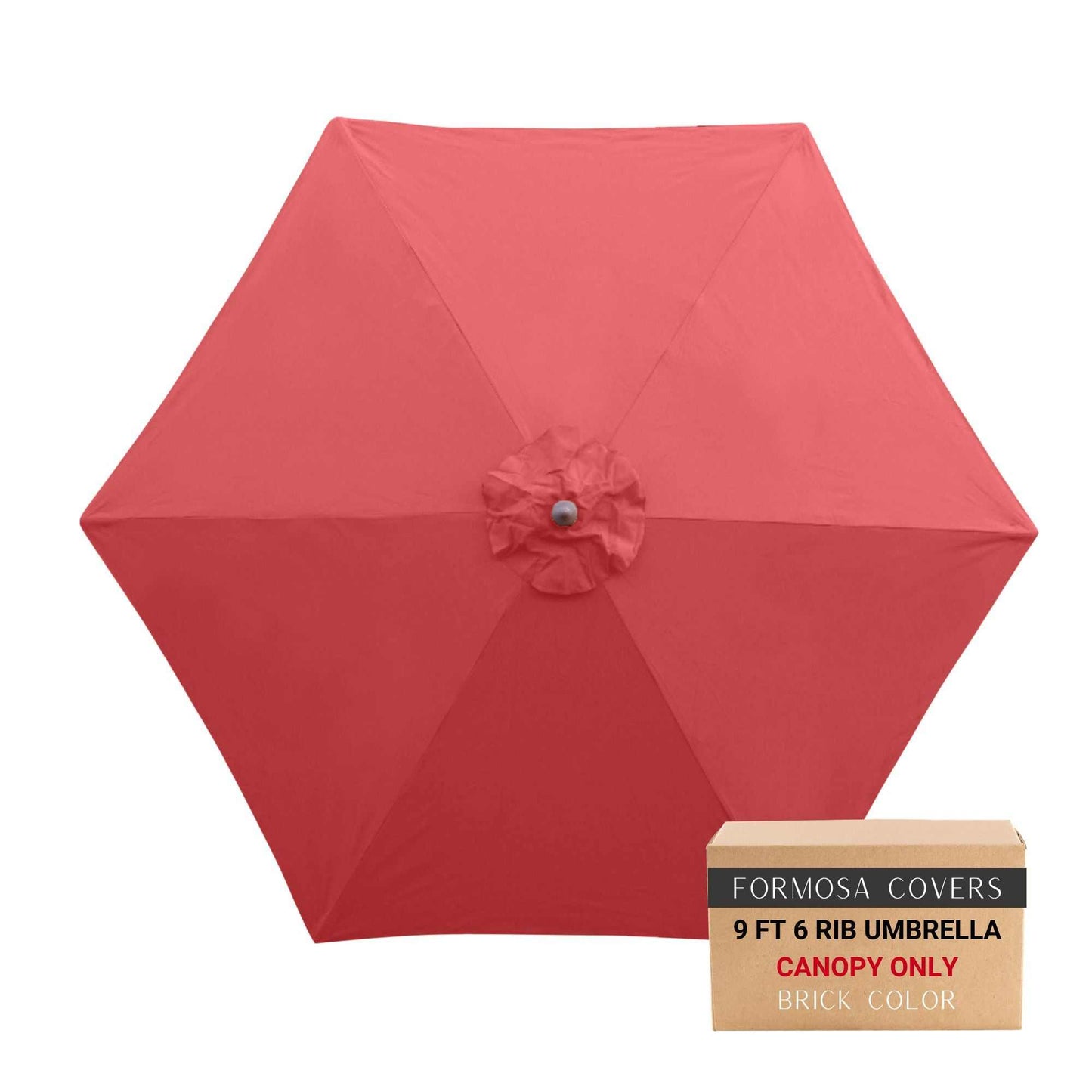 9ft Market Patio Umbrella 6 Rib Replacement Canopy in Brick Color.