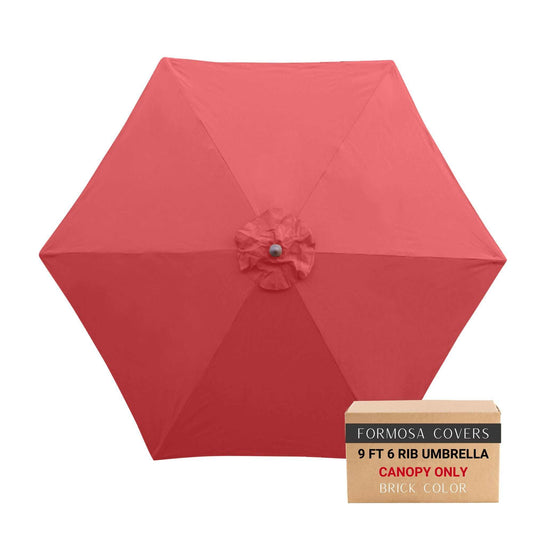 9ft Market Patio Umbrella 6 Rib Replacement Canopy in Brick Color.
