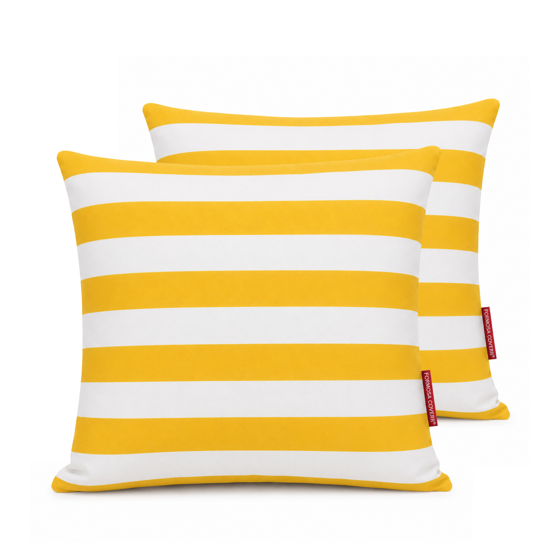 [SHIPS BY 6/16/26] Outdoor Patio Pillow Cover in Cabana Yellow Stripe Olefin (2 Pack) - Formosa Covers