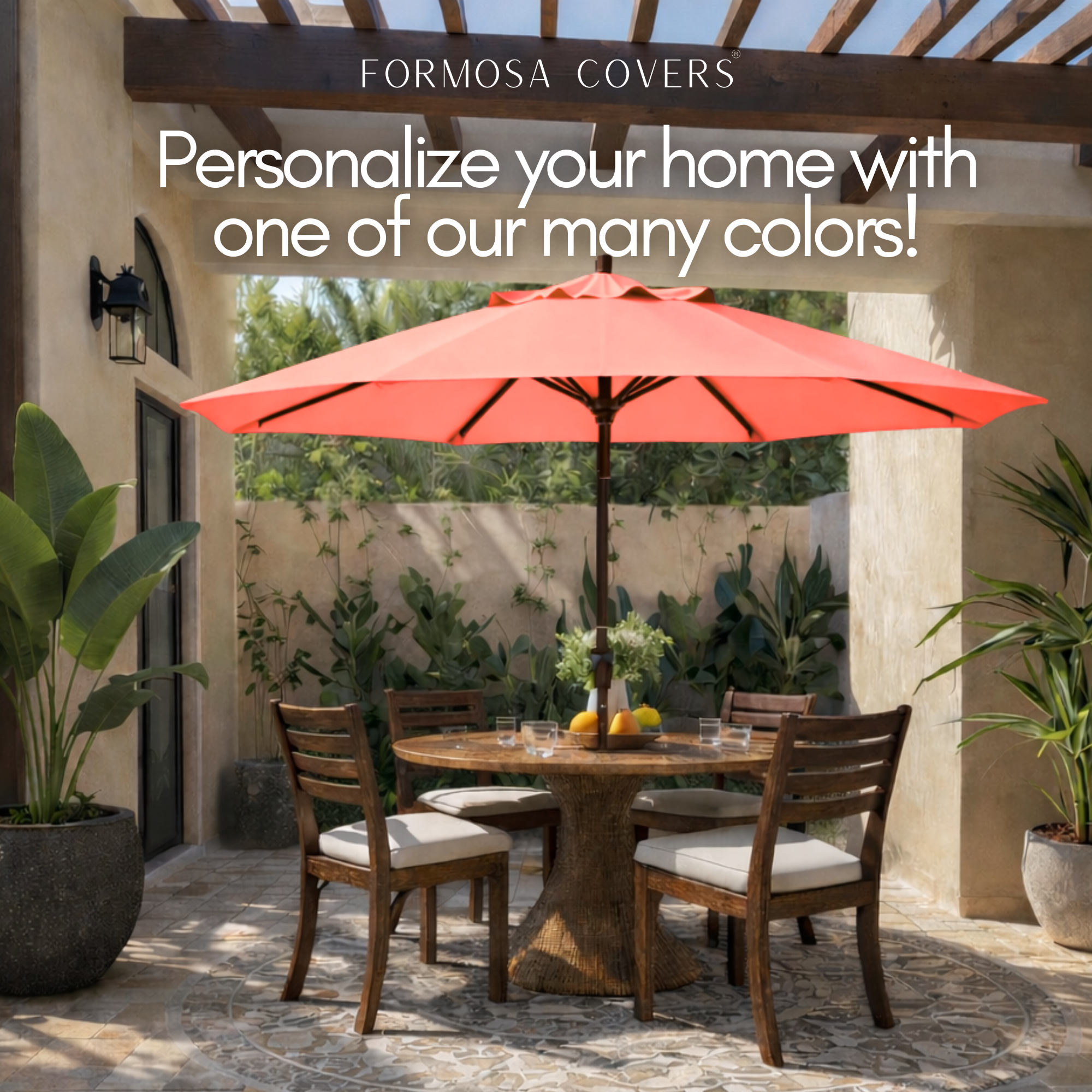 9ft Market Patio Umbrella 8 Rib Replacement Canopy Peach Coral - Formosa Covers