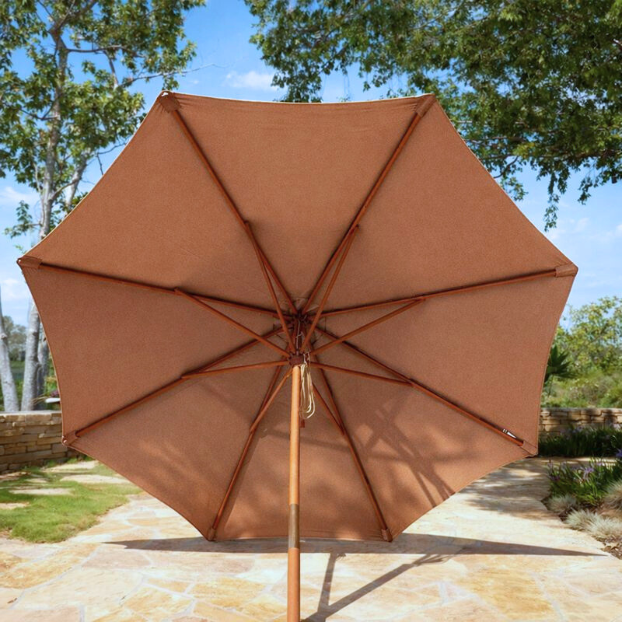 9ft Market Patio Umbrella 8 Rib Replacement Canopy Mocha Mousse - Formosa Covers