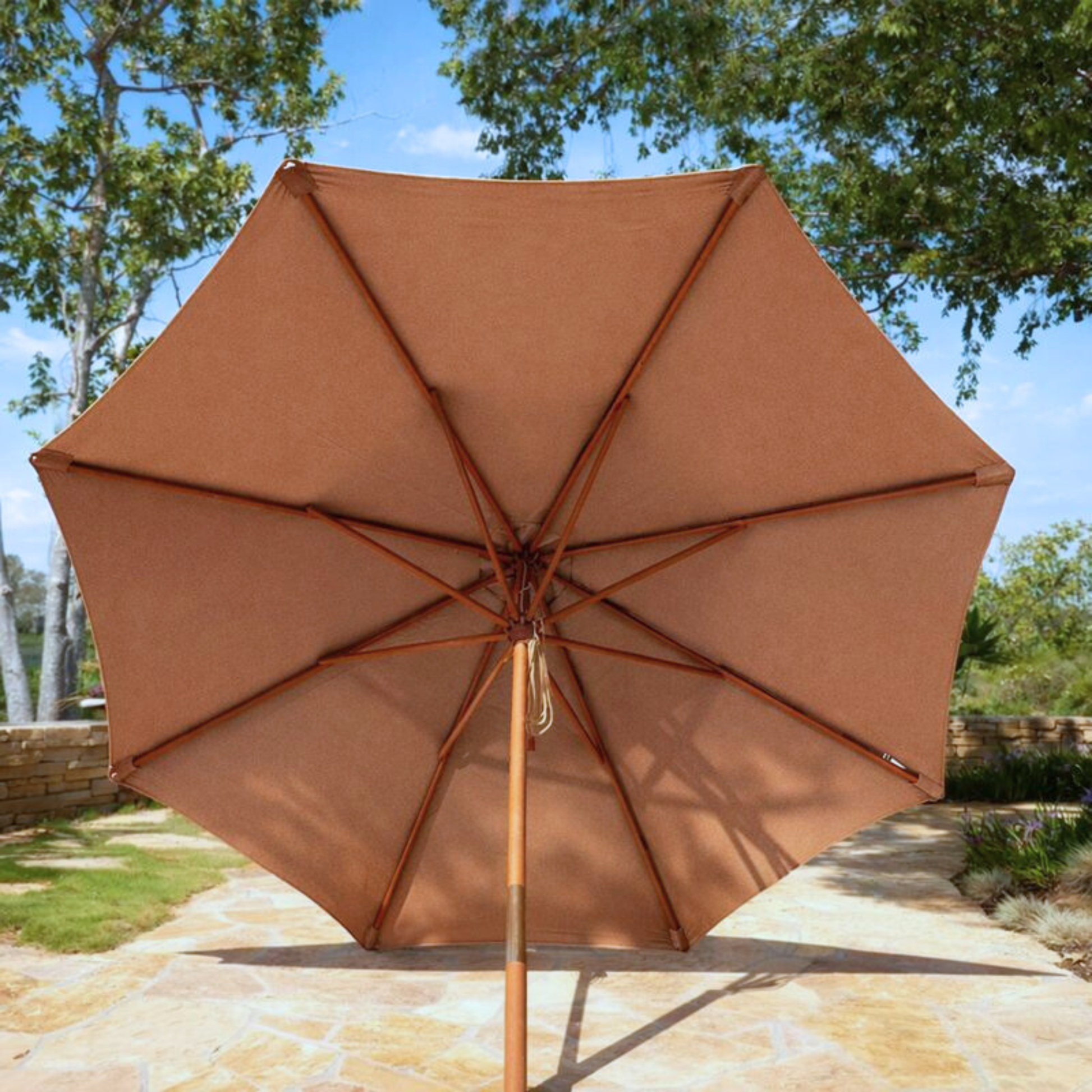 9ft Market Patio Umbrella 8 Rib Replacement Canopy Mocha Mousse - Formosa Covers