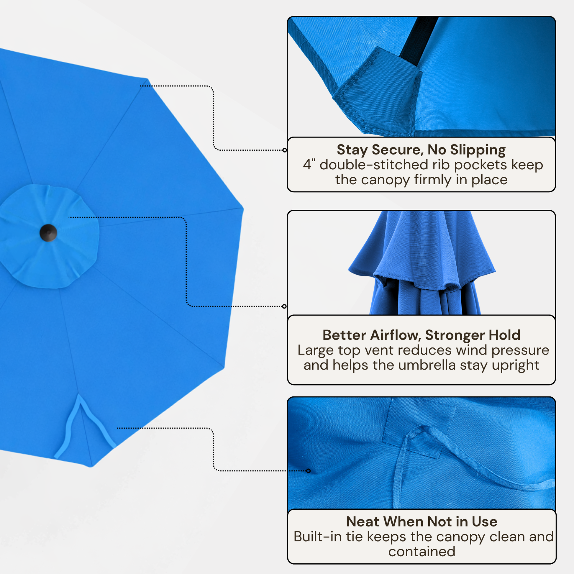 10ft Cantilever Hanging Umbrella 8 Rib Replacement Canopy Capri Blue Olefin - Formosa Covers