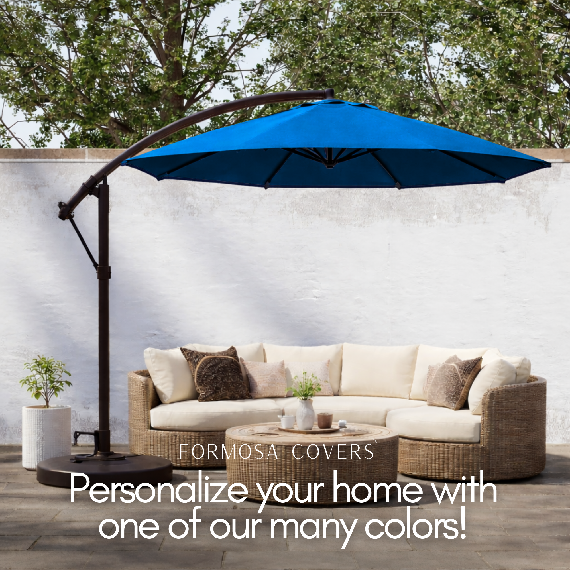 10ft Cantilever Hanging Umbrella 8 Rib Replacement Canopy Capri Blue Olefin - Formosa Covers