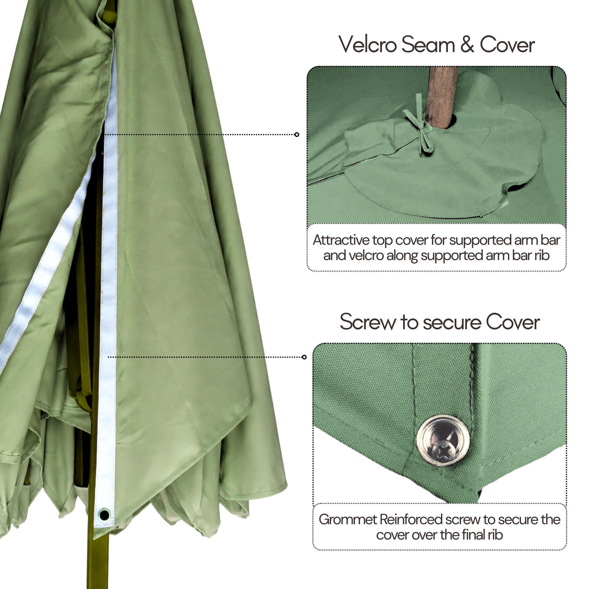 11 ft Cantilever Umbrella Replacement Canopy Supported Bar 8 Ribs Sage Green