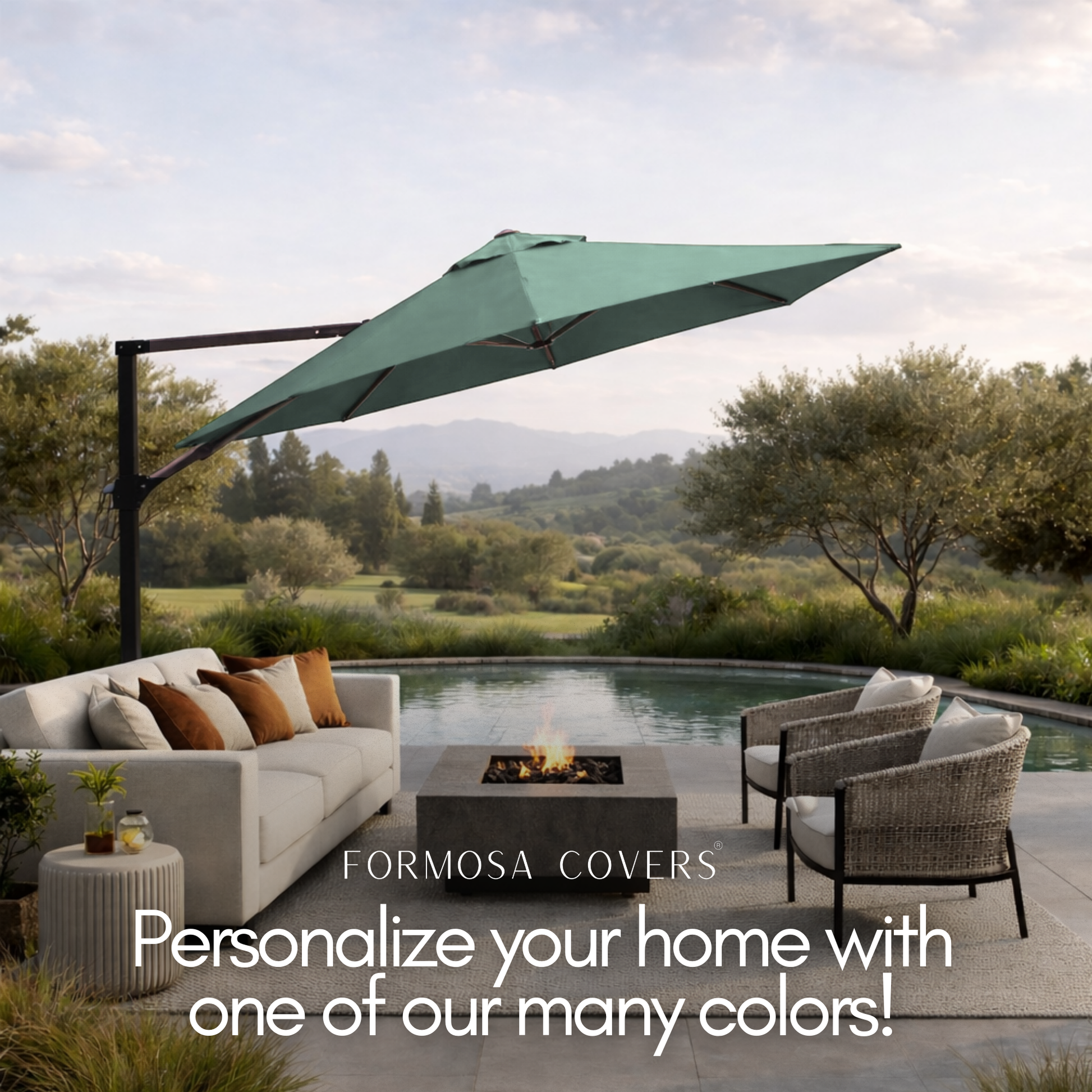 11 ft Cantilever Umbrella Replacement Canopy Supported Bar 8 Ribs Sage Green